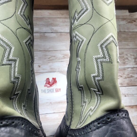 Durango Cowboy Western Boots Men\'s Size 8 Black Green Leather Round Toe Outdoor main image 10